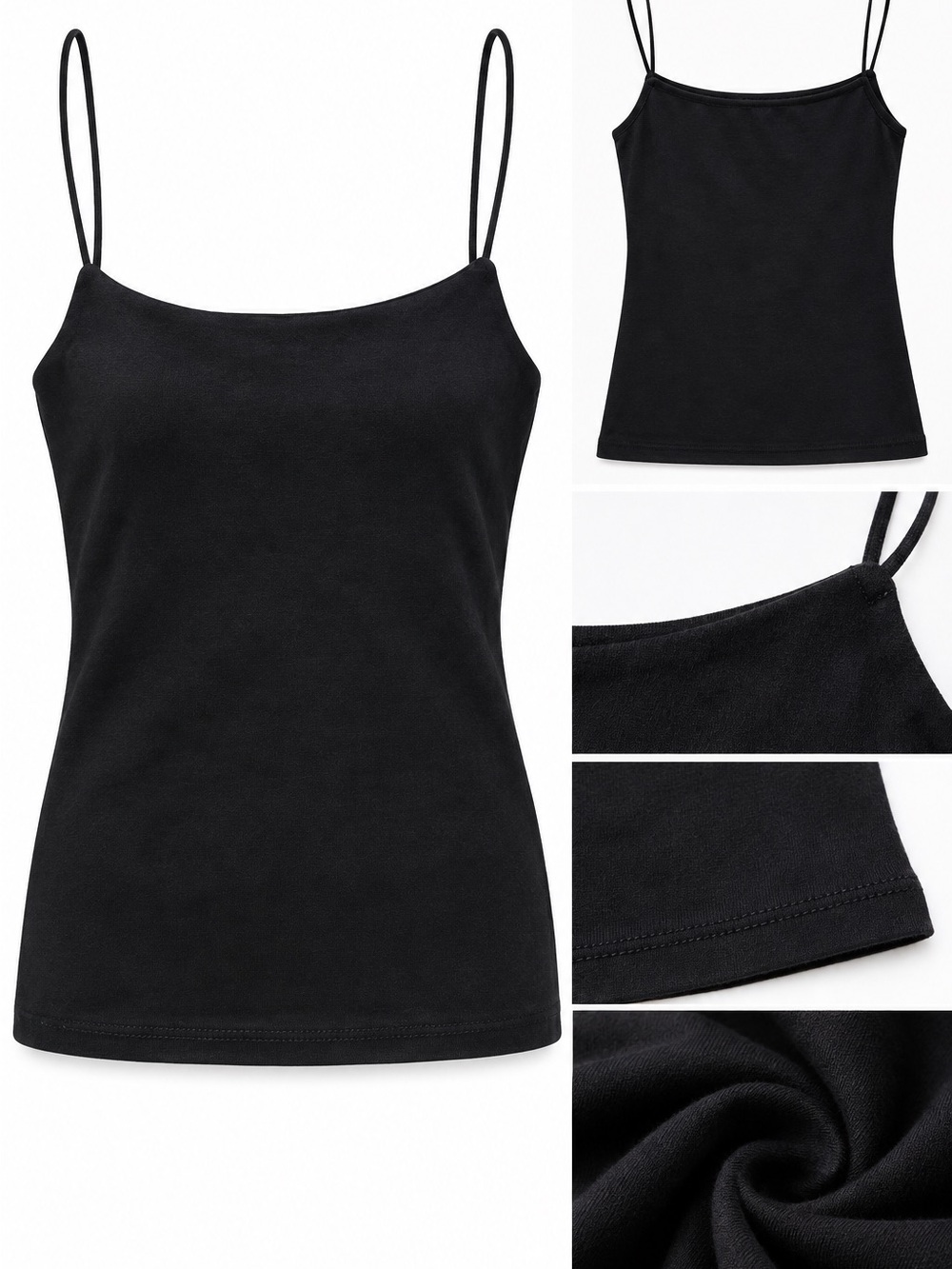 ZARA Black Spaghetti Strap Cami Tank Top Size S